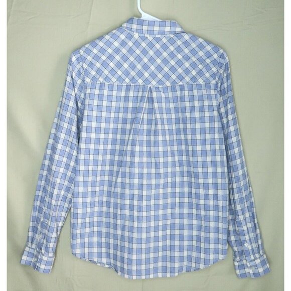 Lucky Brand Button Up Flannel Shirt Men's Small Blue White Plaid Long Sleeves - Picture 4 of 9